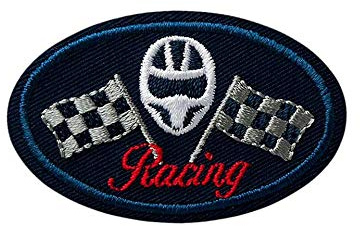 Mono-Quick Bügelbild Aufnäher Patch Applikation zum Aufbügeln Motorrad Racing Helm Flagge 6,0 x 3,7 cm