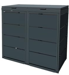 ATOLE Abri Poubelle Double en acier galvanisé et thermolaqué - 2x240 Litres - Gris