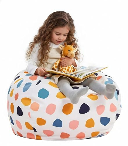 Nobildonna Stuffed Animal Storage Bean Bag Chair Cover Only for Kids Girls Toddler, Large Beanbag Chair Without Filling for Organizing Children Soft Plush Toys