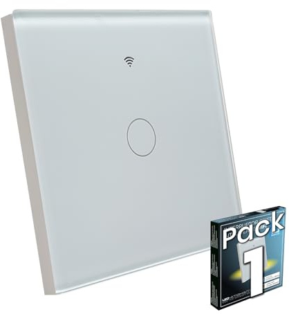 LED ATOMANT Interrupteur Intelligent WiFi en Verre, interrupteur mural avec application mobile, compatible avec Alexa et Google Home, bouton tactile pour l’éclairage
