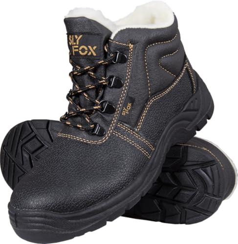 Ogrifox OX-SLX-TO-SB Arbeitsschuhe Herren, Damen | Sicherheitsschuhe | Mit Schafsfell isoliert | Safety Shoes | ISO EN20345 | Schwarz-Gold | Größe 48, OX-SLX-TO-SB_48