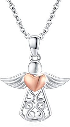 CUOKA MIRACLE 925 Sterling Silver Angel Necklace, Guardian Angel Wings Pendant Jewelry Adjustable Classic Charm Necklace