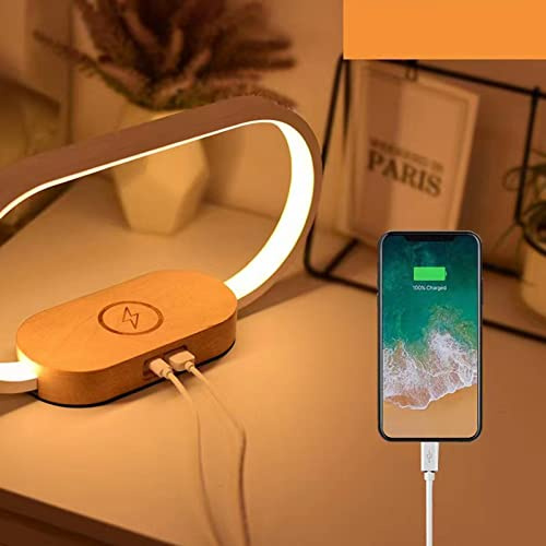 Yuehuamech Touch Bedside Lamps, Night Light with 10W Wireless Charger Function and USB Port,3 Color Temperatures Adjustable, HD Clock Display, Table Lamp Night Light for Home Office Bedroom