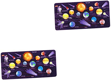ibasenice 2 Sets Solar System Puzzle Solar System Floor Puzzles Solar System Toys Kids Toy Solar System Models Kid Toys Kids Puzzle Childrens Toys Preschool Cosmic Planet Wooden Space