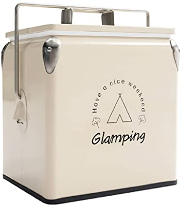 LANGWEI Nevera Portátil para Coche, 13L, Portátil, Pequeña, Retro, para Exteriores, para Picnic, Bolsa De Almuerzo con Asa, Cofre De Hielo para Pesca, Camping, Senderismo, Viaje En Coche