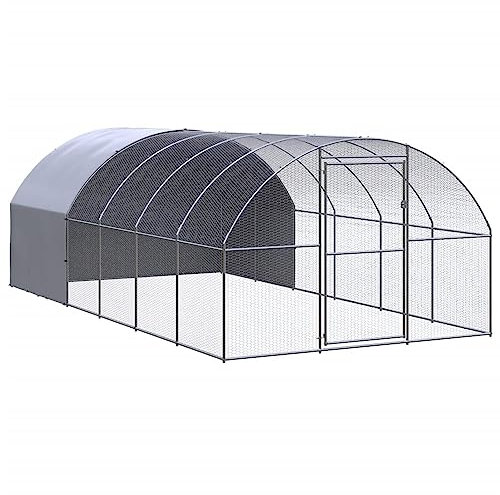 Outdoor-Hühnerstall, JUNZAI Kaninchenstall, Legenester Für Hühner, Hühnerhaus, Hasenstall Draußen, 3x6x2 m Verzinkter Stahl
