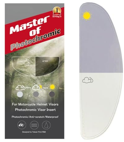 XII WANG YE Pellicola fotocromatica e anti-appannamento per la visiera di un casco da moto a faccia intera,cambiando la pellicola da trasparente a tonalità indaco,rimane trasparente all'interno