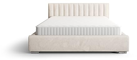 Verona Idee Polsterbett Berlin mit Lattenrost Holzrahmen Bettkasten 4 Größen viel Farben Auswahl BEIGE 180cm X 200cm