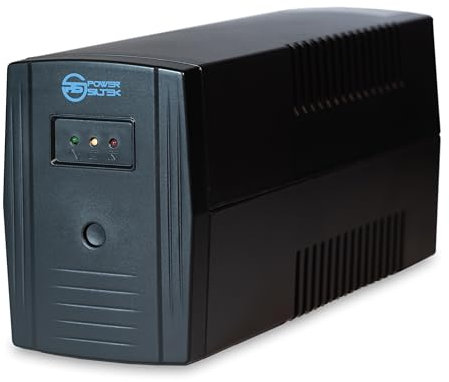 Power Siltek UPS EA265 - Gruppo di Continuità, Potenza Reale 650VA/390W, Computer Power 975VA/663W, per PC Desktop, Modem - Software Incluso