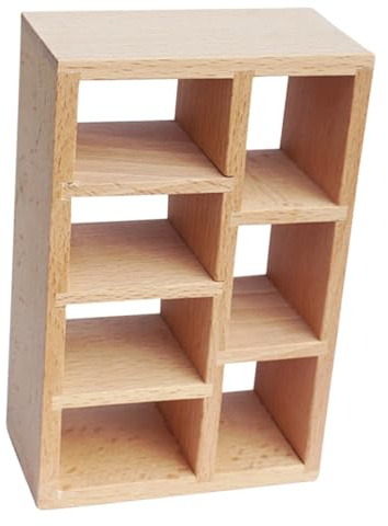 Toyvian Puppenhaus Bücherregal 1:12, Miniatur Bibliothek aus Holz Realistisches Puppenmöbel Wohnzimmer Arbeitszimmer DIY Zubehör für Miniatur Häuser