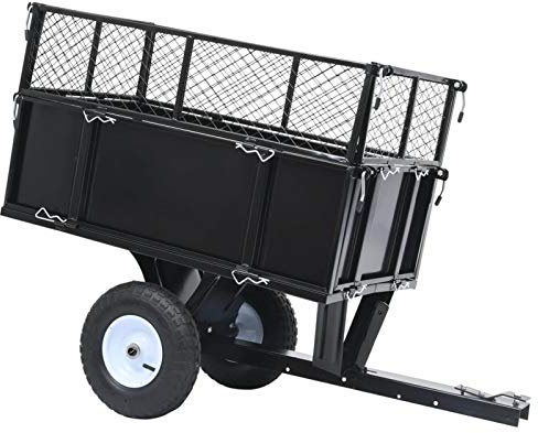 ARKEM Heavy Duty Garden Trolley Mesh Cart Wagon Dump Wheelbarrow Tipper Truck 4 Wheel,Tipping Trailer for Lawn Mower 150 kg Load