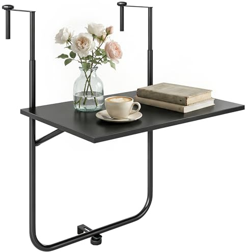 Outsunny Balkontisch zum Einhängen Hängetisch Metall 62x60cm Schwarz