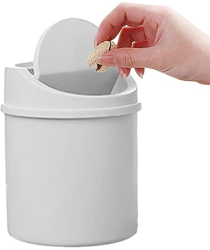 Poubelle De Table avec Couvercle - Petite Poubelle De Bureau en Plastique Réutilisable pour Salon, Cuisine, Chambre À Coucher, Salle De Bains Et Bureau