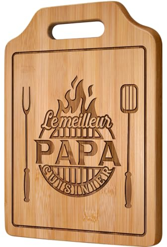 Cadeau Papa, Cadeau Papa Noel - Planche à Découper en Bambou Gravée, Cadeaux Anniversaire Pere, Cadeau Homme Original, Idee Cadeau Fete des Peres (31,2 × 22,0 × 1,0 cm)