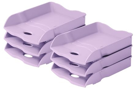 HAN Briefablage Re-LOOP - 6 STÜCK, 100% recycled, Dokumentenablage, Briefkorb, Briefhalter, Papierablage, bis Format DIN A4/C4 Unterlagen, 10298-887, pastelllila