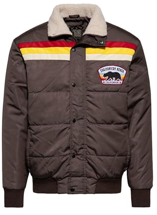 King Kerosin Herren Jacke Winterjacke Ski Jacke Retro 1970 70S Sherpa Teddy Patch California Steppjacke Californian Rebel