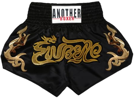 YEAHDOR Muay Thai Shorts - Pantaloncini da Boxe Bambini Pantaloncini per Allenamento MMA Combattimento in Gabbia e Arti Marziali Pantaloni Corti Sportivi Nero 8-12 Anni