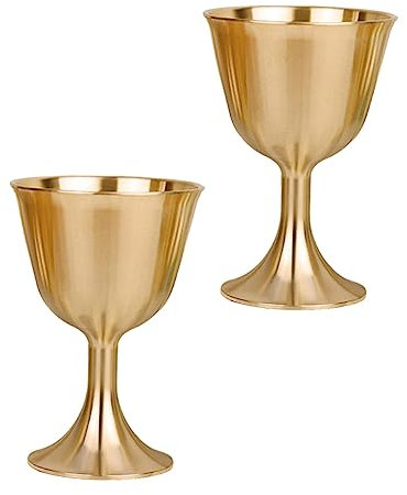 XINCXIN Vintage Kommunionbecher, 2 Stück Messing Weinglas Weingläser Kelch Gold Weinbecher Glaswaren Becher Dekor Trinkskulptur Becher Haushaltsbecher Weinbecher