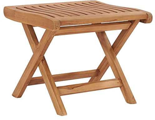 Xichuzi Klappbarer Fußhocker 46,5×49×41,5 cm Massivholz Teak, Klapphocker, Gartenhocker, Fusshocker Klappbar Outdoor, Sitzhocker Outdoor, Balkon Hocker, Fusshocker Garten