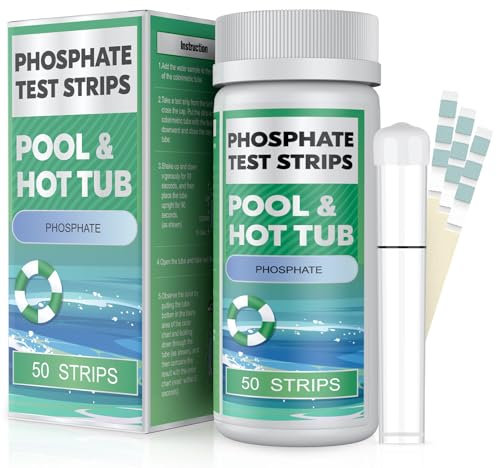 Pawfly Phosphate Test Strips, 50 Strips Phosphate Test Kit for Pool Spa & Hot Tub Easy Accurate Swimming Pool Test Strips Koi Pond Water Testing Kit Freshwater and Saltwater Aquarium Test Strips