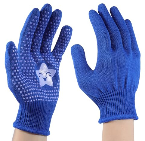 Yuacnhu, guanti da lavoro per bambini, 3-13 anni, guanti da giardinaggio per bambini, per giardinaggio, ragazzi, ragazze, scavare diserbo, paesaggistica, stelle blu (3-7 anni)