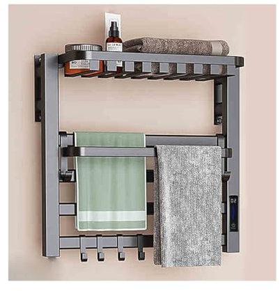 WRJAHCG Porta Asciugamani da Bagno con Termostato,Basso Consumo Scaldasalviette Elettrico,Intelligente Termoarredo Bagno A Parete,Gray 45,Left Line