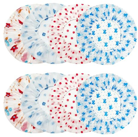 8 Pezzi Cuffia da doccia da donna, Cuffia Doccia Riutilizzabile Impermeabile Cuffia da Bagno Elastica Grande Shower Caps, per Donna Doccia Spa Salon Bagno Uso Domestico