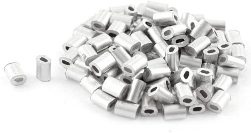 TOP-VIGOR 100Pcs 0.5mm Oval Aluminum Sleeves Clamps, Aluminium Wire Rope Clamp Crimping Loop Sleeves Clip for Fixing Steel Wires, Ropes, And Electrical Wires