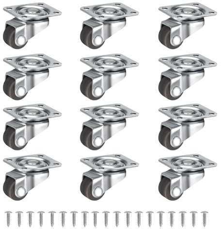 Zikenis12 Pezzi Rotelle per Mobili 12 mm,otelle pivotanti per mobile con Viti,Nessun rumore,Ruote Girevoli a 360 Gradi per Tavolini,Credenza,Mobiletto,Piccoli mobili,carrelli