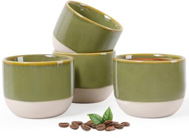 Autumnlife Espresso Cups Set Green, 4.2 oz Mini Coffee Mugs for Espresso Machine, Ceramic Espresso Shot Mug Demitasse Cups Small Tea Cup for Home, Office