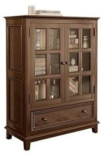 ADERFETBI Bar Cabinet Solid Wood Wine Cabinet Against The Wall Living Room Wine Display Cabinet Retro Multifunctional Dining Sideboard Wine Rack