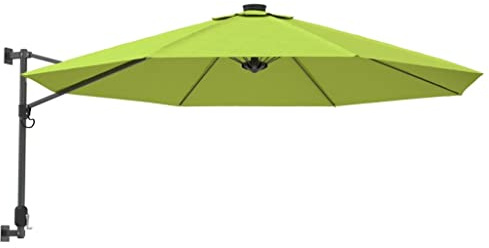 Garden parasols Wall-mounted Aluminium Parasol with LED Lights UV-protective and Anti-fade Polyester Umbrella - Sea Blue Outdoor parasols