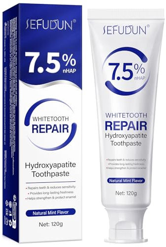 7.5% Hydroxyapatite Toothpaste 120 g, Fluoride-Free Nano Hydroxyapatite Toothpaste for Enamel Protection, Sensitivity Relief, Tooth Strengthening, Refresh Mint Flavor, Daily Use for Oral Care