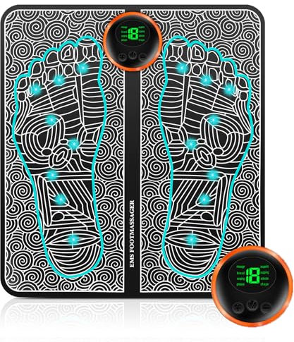 EMS Fußmassagegerät, Elektrisches Fußmassagegerät mit 8 Modi & 19 Intensitäten, Fördert die Durchblutung und lindert Muskelschmerzen, Tragbar und Wiederaufladbar, für den täglichen Einsatz