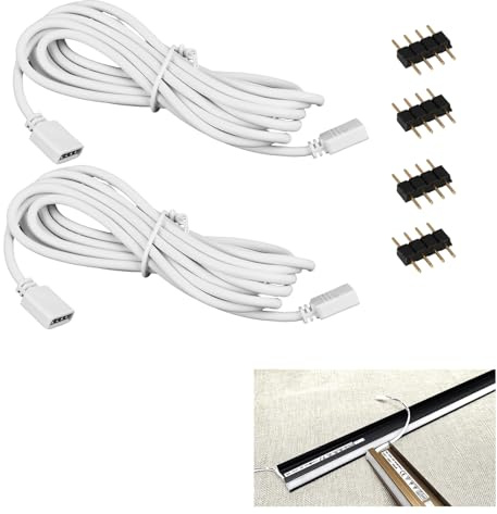 2er-Pack 2M LED RGB Strip Verlängerungskabel mit 4 Pin Verbinder - Einfache Installation für LED Streifen - Kompatibel mit 5050/3528 RGB Leisten Einfache Installation ohne schweißbrenner.