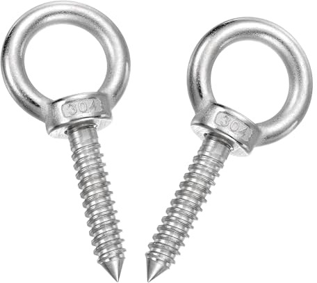 sourcing map Ösenhaken, M10 x 50 mm, 304 Edelstahl, Ösenschrauben, Hängemattenhaken für Schraubösen, Hängeschaukel, Yoga-Hängemattenständer, 2 Stück