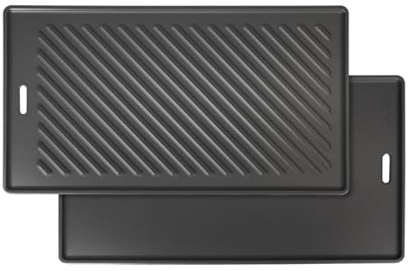 WELL GRILL BBQ Wendeplatte 45x24cm Gusseisen Grillplatte für allen Rösle Grill Zubehör, Gussplatte Plancha Grillpfanne für Videro G2- / G3- / G4- / G6-Modelle (ab Modelljahr 2021)