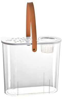 Fischglas Transparentes Aquarium aus Acryl mit atmungsaktivem Deckel und leicht zu bewegendem Tragegriff, dekoratives Aquarium-Pflanzgefäß for den Schreibtisch im Wohnzimmer, Büro(Weiß)