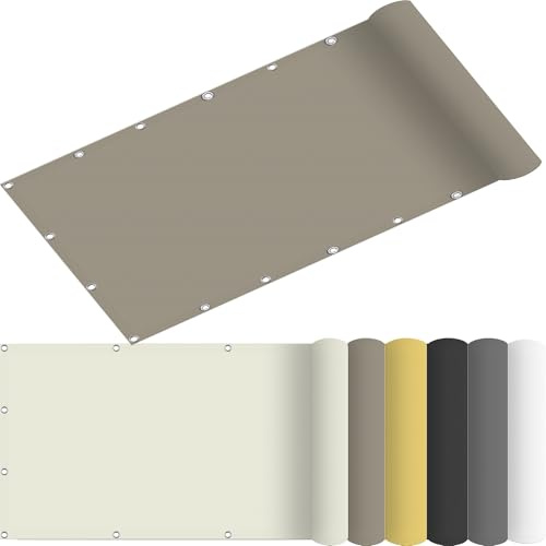 Toldo lateral de poliéster impermeable de 260 x 230 cm, con ojales y cuerdas para actividades al aire libre, protección UV, color gris pardo