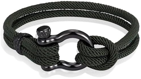 Nautiskt herrarmband Paracord rostfritt stål ankare army-19 cm