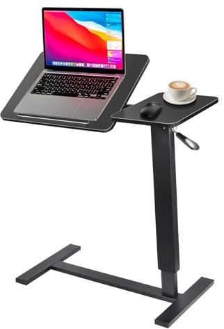 Generisch Mobiler Betttisch auf Rollen, 80-116cm Laptoptisch Höhenverstellbar, mit Tischplatte Neigbar/Klappbar, Bett-Beistelltisch Steh-Sitztisch für Bett Sofa Büro Office (Schwarz)