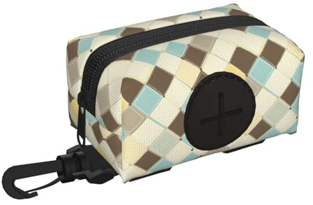 Soporte para bolsas de excrementos de perro para correa, suave, ligero, minimalista, colorido, estampado a cuadros, dispensador de rollos, cierre de , accesorios para caminar con cremallera y