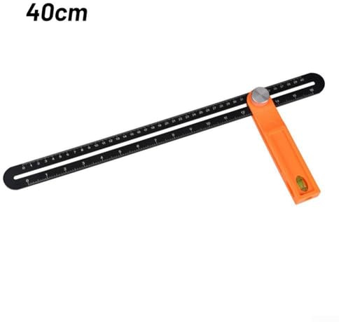 Gdfnmogo Righello angolare in lega di alluminio, 20/40 cm, con triplo quadrato e smussatura a T, per strumento di misurazione, righello scorrevole per lavori di lavorazione del legno e progetti di