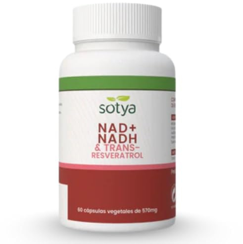 SOTYA NAD+ e Trans Resveratrolo in 60 capsule vegetali da 570 mg. NAD Trans Resveratrolo Integratore alimentare che combatte l'invecchiamento, cura della pelle e potenza dell'energia cellulare.