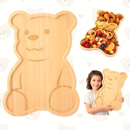 Jieting Large Bear-Shaped Wooden Charcuterie Board, Oversized 16×12 Serving Tray for Baby Shower, Birthday Party, Wedding Dessert Table, Coquette Snack Platter & Table Decor (Bear 16“×12”)