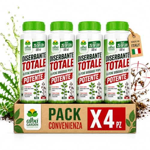 Albagarden - Diserbante Totale Glifosate Top Erbicida Per Diserbo Erbacce Ad Azione Disseccante Seccatutto Per Gramigna A Base di Glifosato - Libera Vendita (2 Litri)