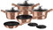 Berlinger Haus Rose Gold Batterie de Cuisine à Induction 10 Pièces Antiadhésive Marbre sans PFOA, Aluminium, 3 Casseroles, 3 Couvercles, 2 Poêle à Frire, 2 Sous-plat, Design Metallic Line BH-1220N