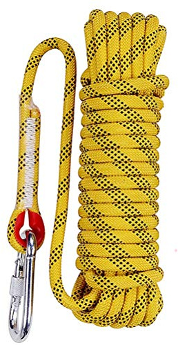 Aoneky Rock Climbing Rope 10, 15, 20, 30, 40, 50 Meters, Outdoor Fire Escape Rescue Parachute Static Indoor Rope, Heavy Duty Rope, Diameter 10mm 12mm Safety Durable (Yellow 1, 65.7feet, 10mm)