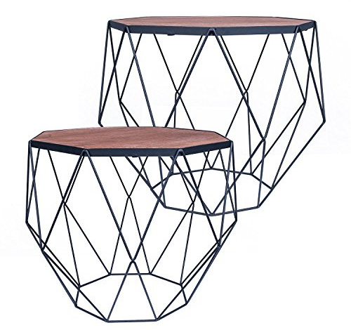 pajoma Beistelltische Geo im 2er Set aus Metall & Holz