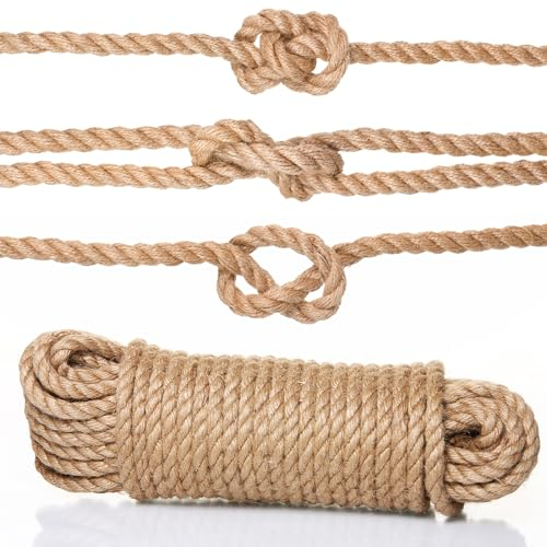 Naler 25M Corda di Canapa 6mm, 100% Iuta Naturale 4-ply di Spessore Corda Cord per Corda, Canottaggio, Artigianato Artistico, Confezione Regalo, Giardinaggio e fioraio